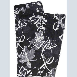 INC International Concepts Linen Cotton Drawstring Pants Black White 36 X 32